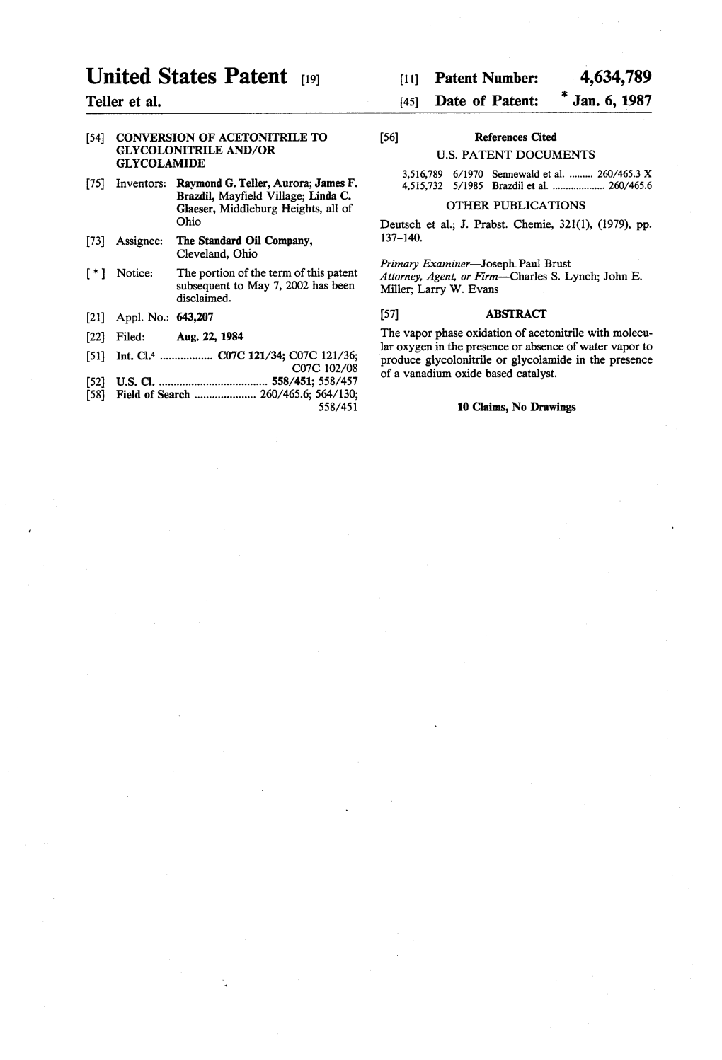 United States Patent (19) 11) Patent Number: 4,634,789 Teller Et Al