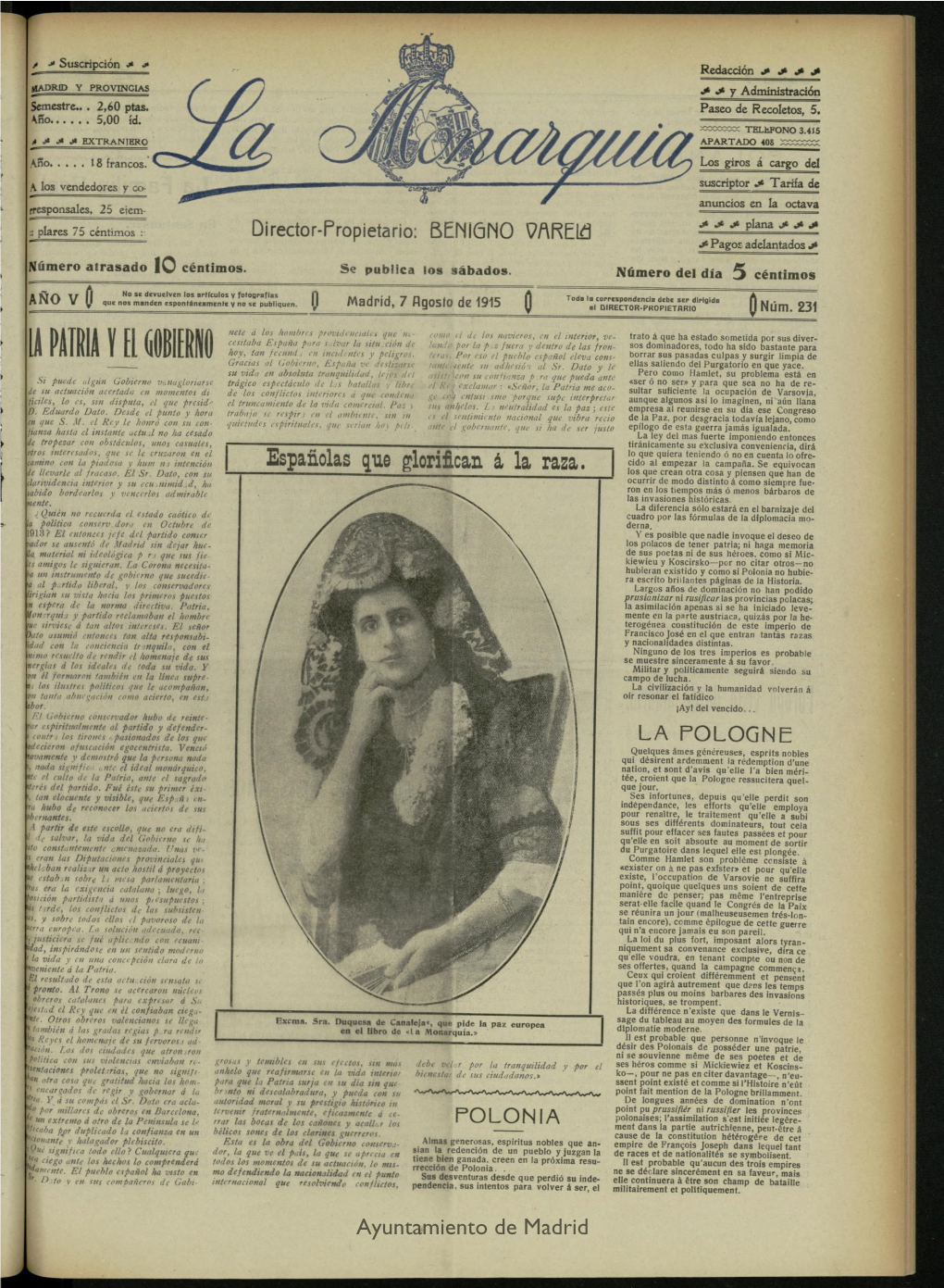 La Monarquía Del 7 De Agosto De 1915, Nº