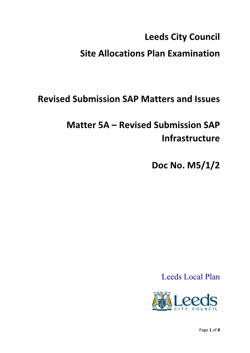 Leeds City Council Site Allocations Plan Examination Revised