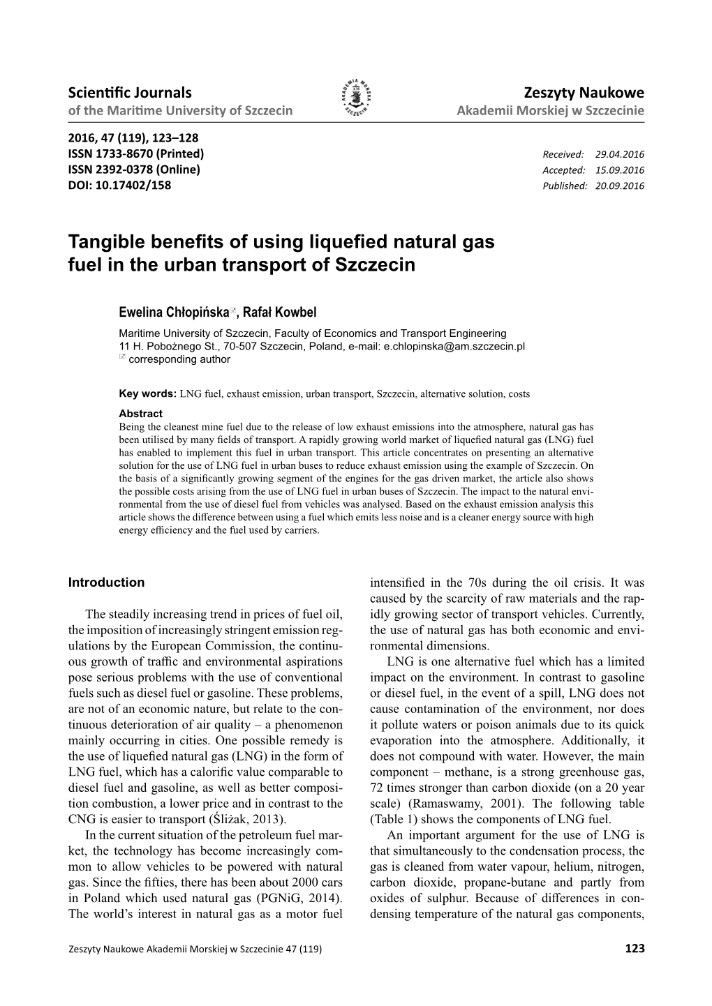 Tangible Benefits of Using Liquefied Natural Gas Fuel in the Urban Transport of Szczecin