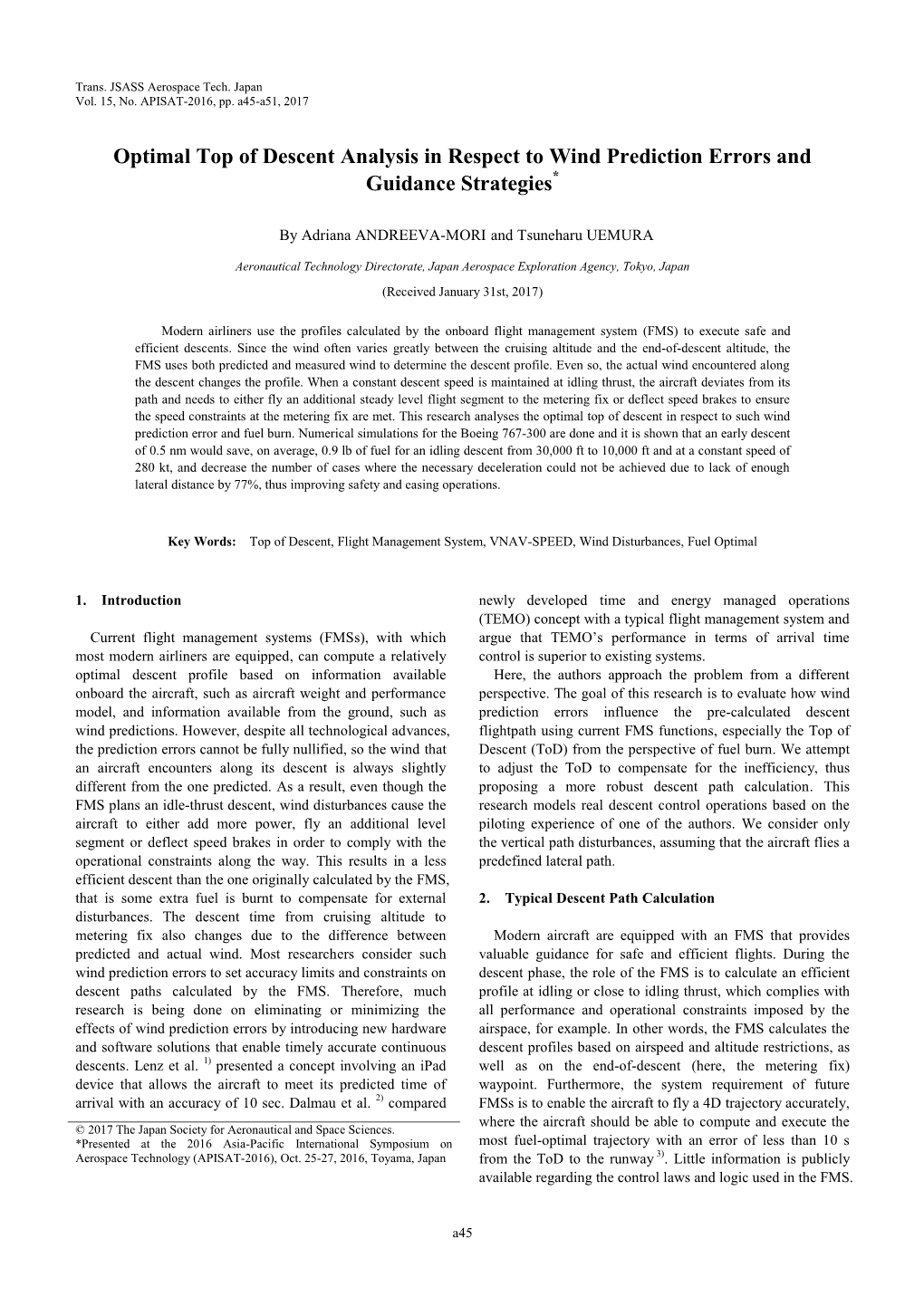 Optimal Top of Descent Analysis in Respect to Wind Prediction Errors and Guidance Strategies*