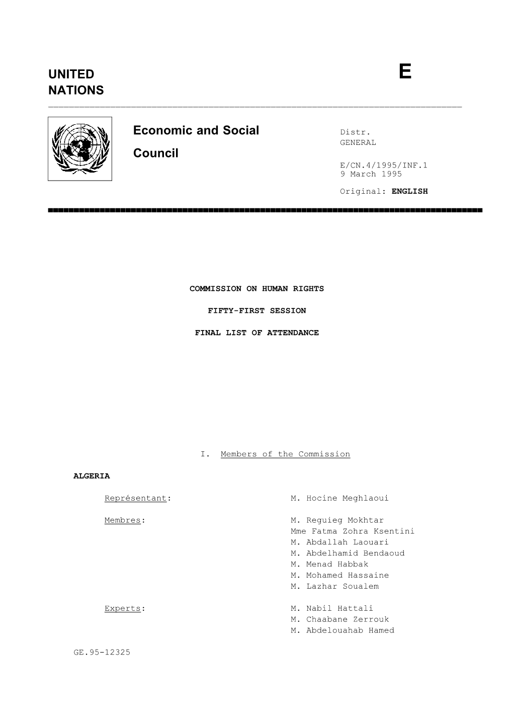 UNITED NATIONS Economic and Social Council