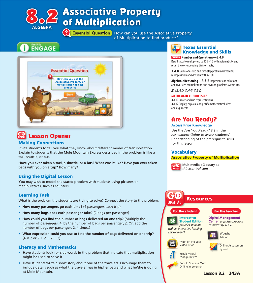 Associative Property of Multiplication to ﬁnd Products?