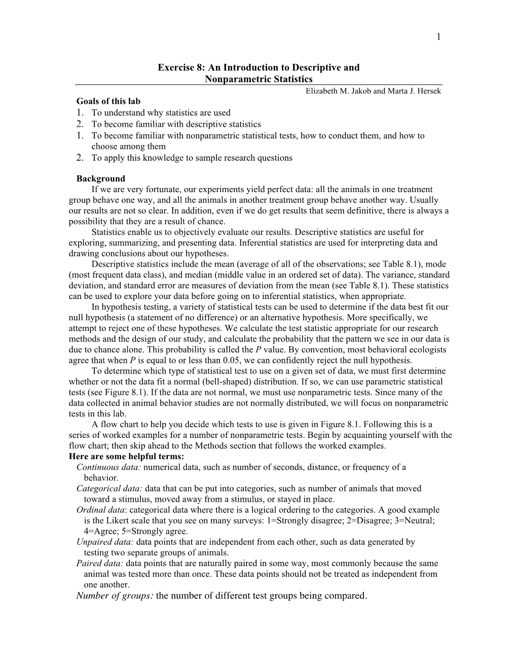 1 Exercise 8: an Introduction to Descriptive and Nonparametric