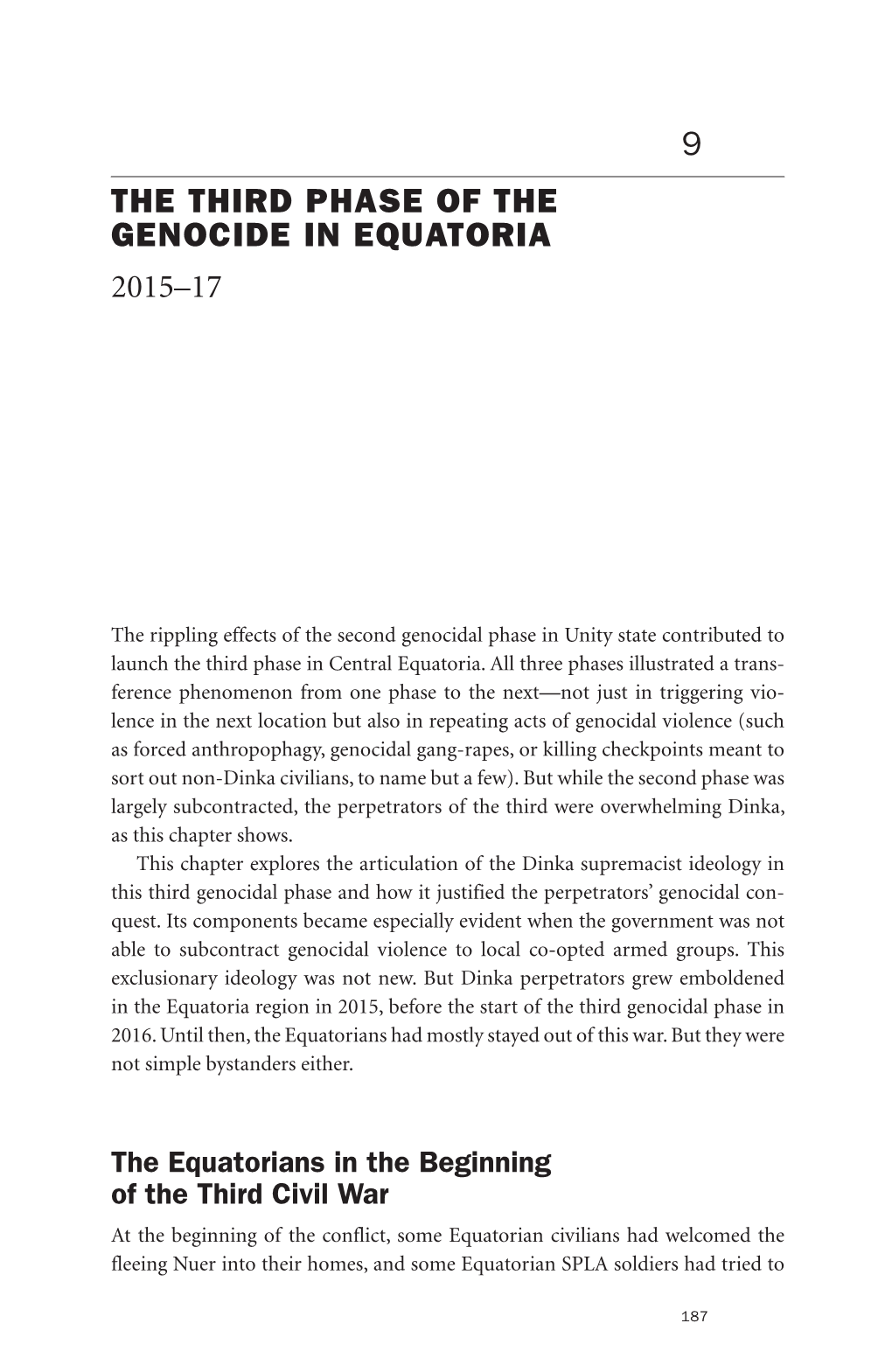 9 the Third Phase of the Genocide in Equatoria 2015–17