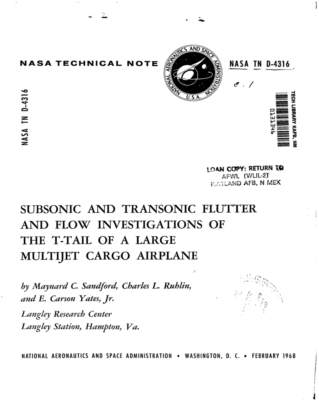 Subsonic and Transonic Flutter and Flow Investigations of the T-Tail of a Large Multijet Cargo Airplane
