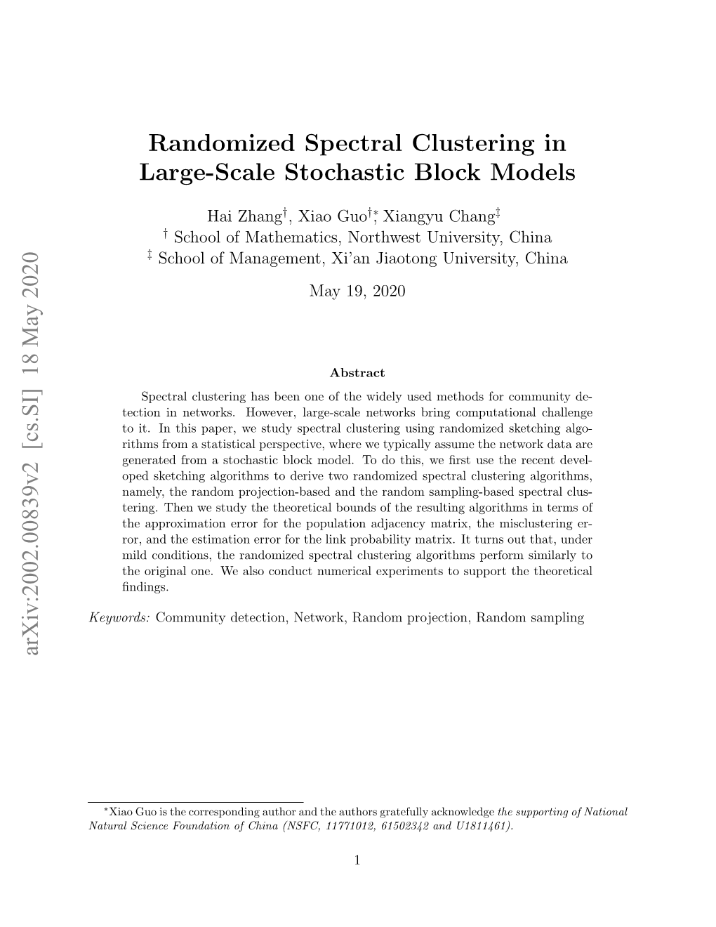 Randomized Spectral Clustering in Large-Scale Stochastic Block Models