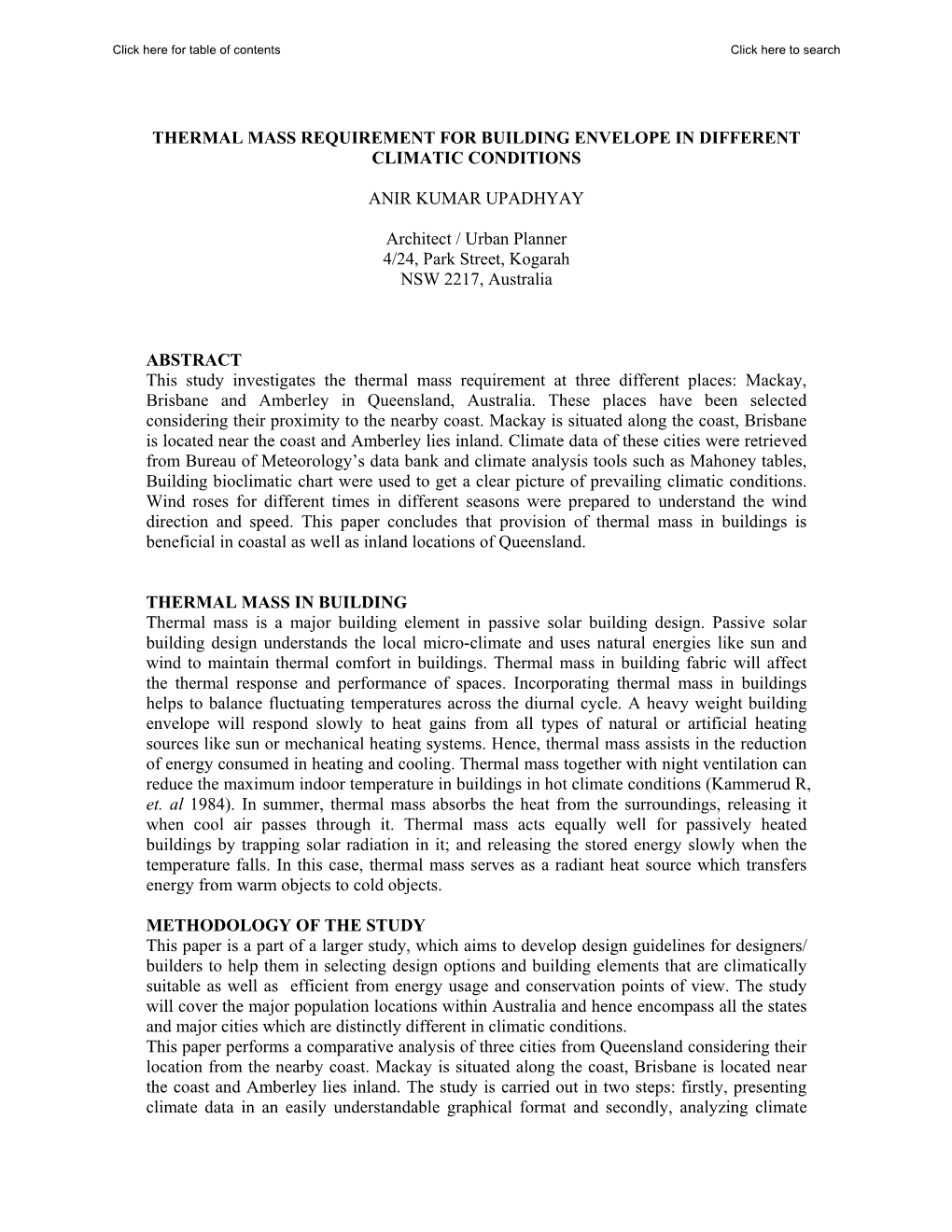 Thermal Mass Requirement for Building Envelope in Different Climatic Conditions