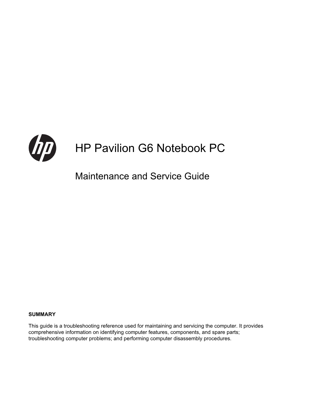 HP Pavilion G6 Notebook PC