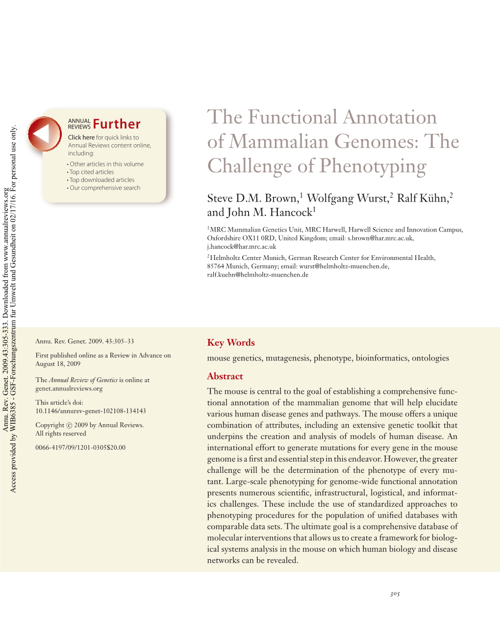 The Functional Annotation of Mammalian Genomes: the Challenge of Phenotyping