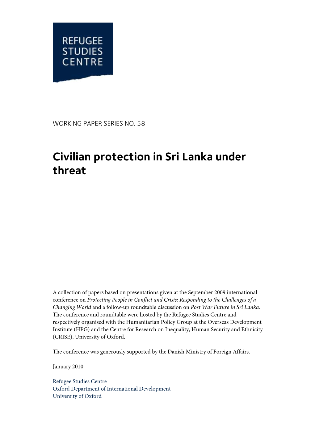 Civilian Protection in Sri Lanka Under Threat