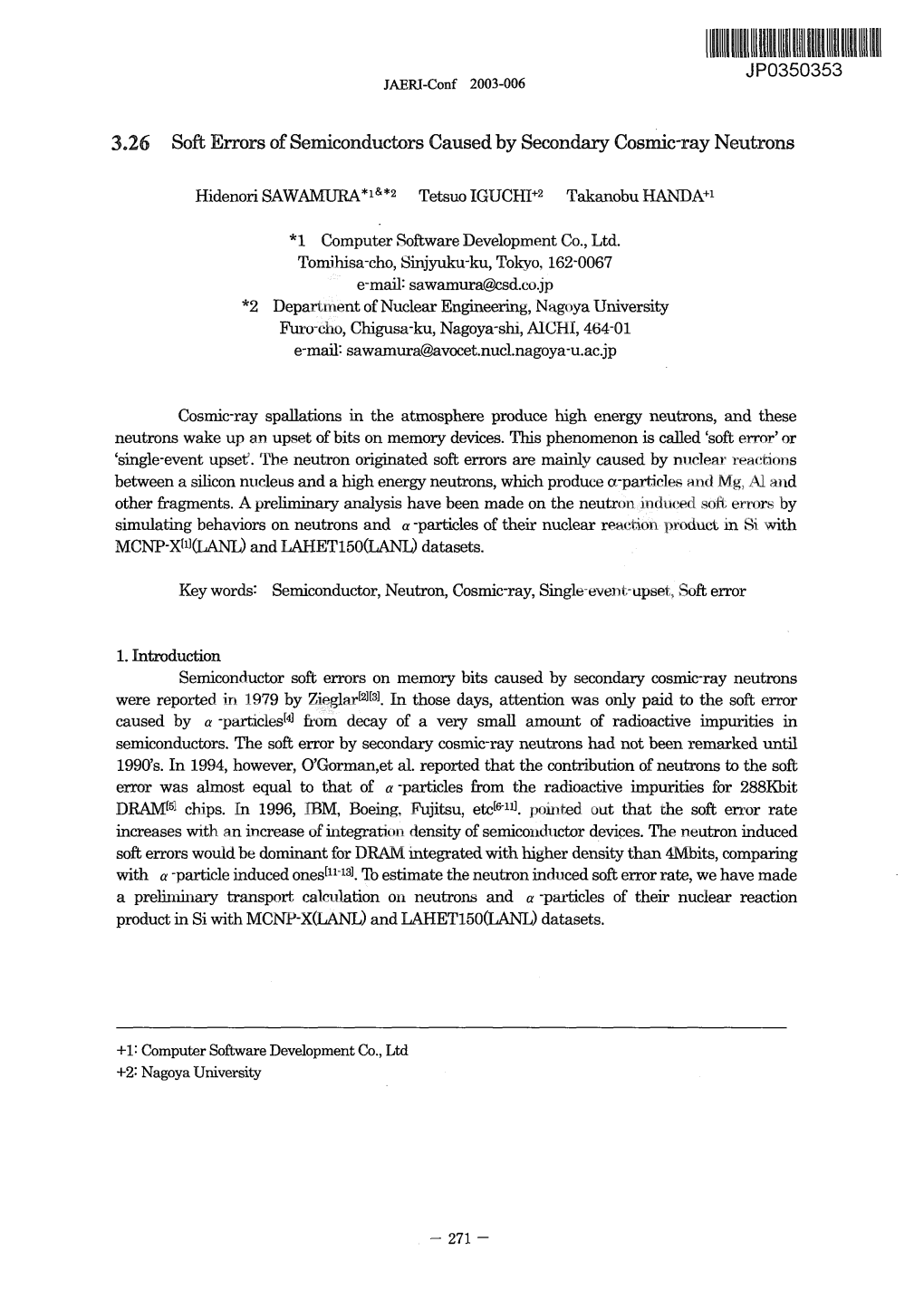 Soft Errors of Semiconductors Caused by Secondary Cosmic-Ray Neutrons