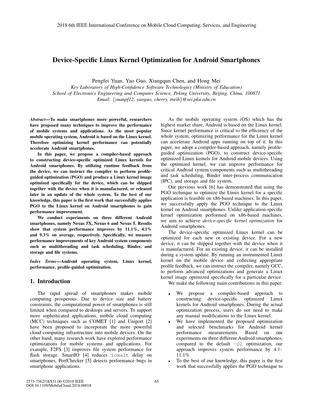 Device-Specific Linux Kernel Optimization for Android Smartphones