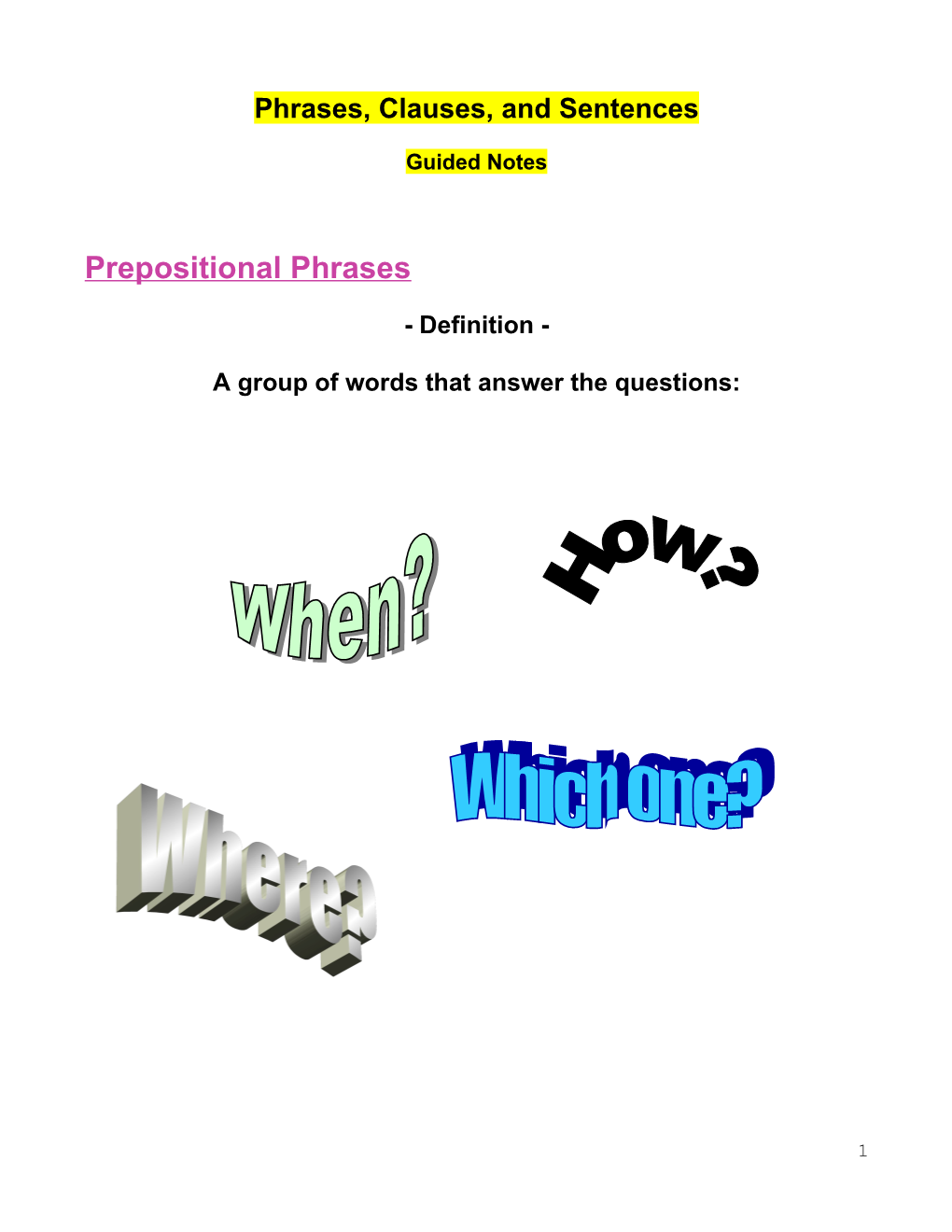 Phrases, Clauses, And Sentences