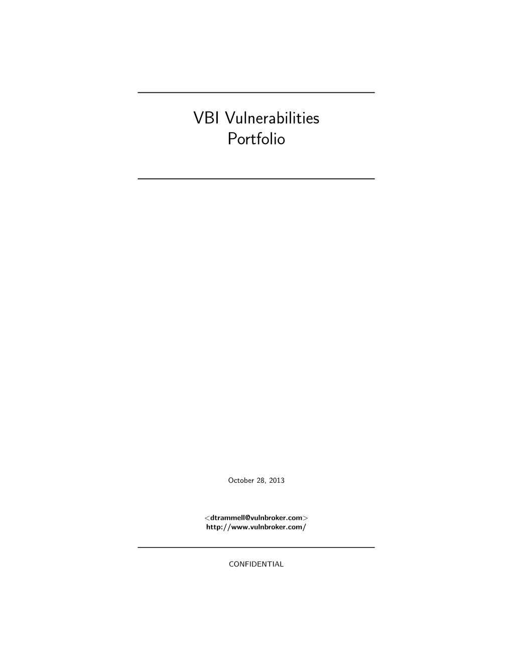 VBI Vulnerabilities Portfolio