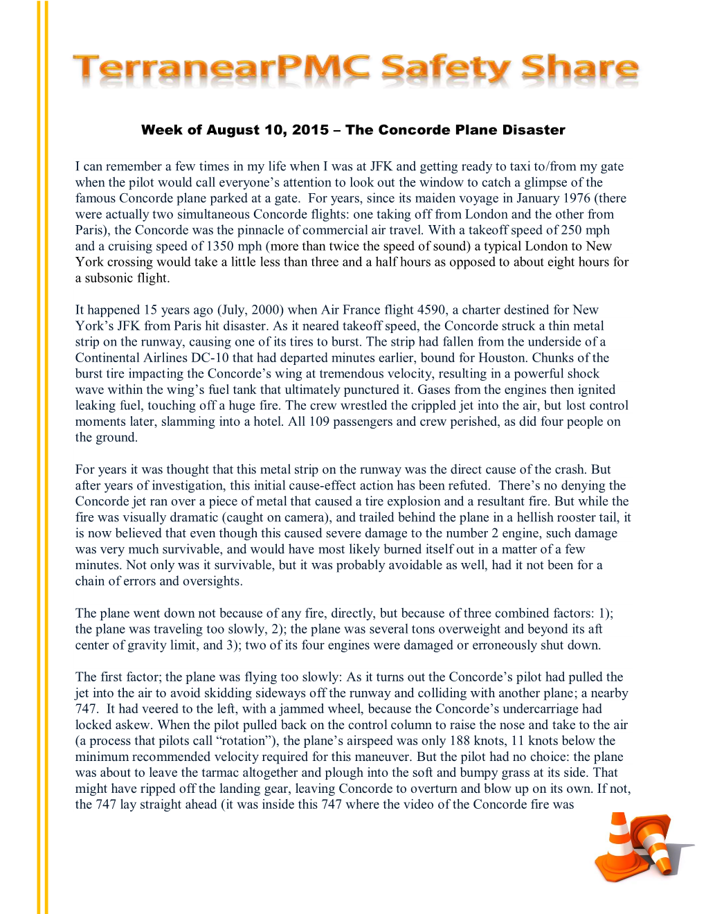 Week of August 10, 2015 – the Concorde Plane Disaster I Can