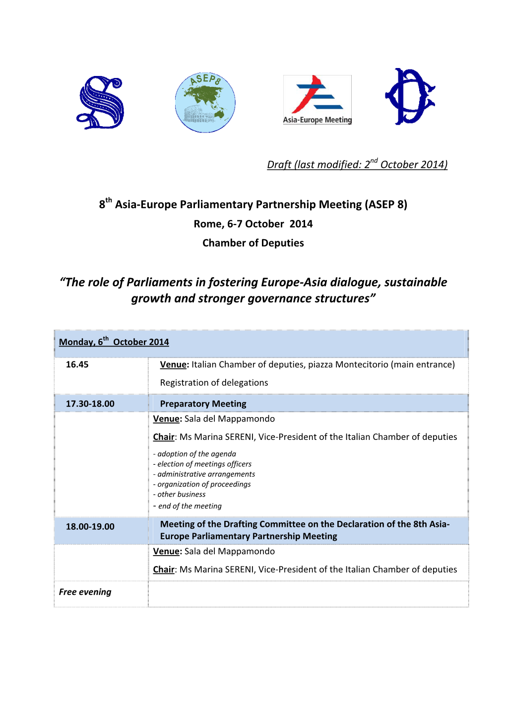 “The Role of Parliaments in Fostering Europe-Asia Dialogue