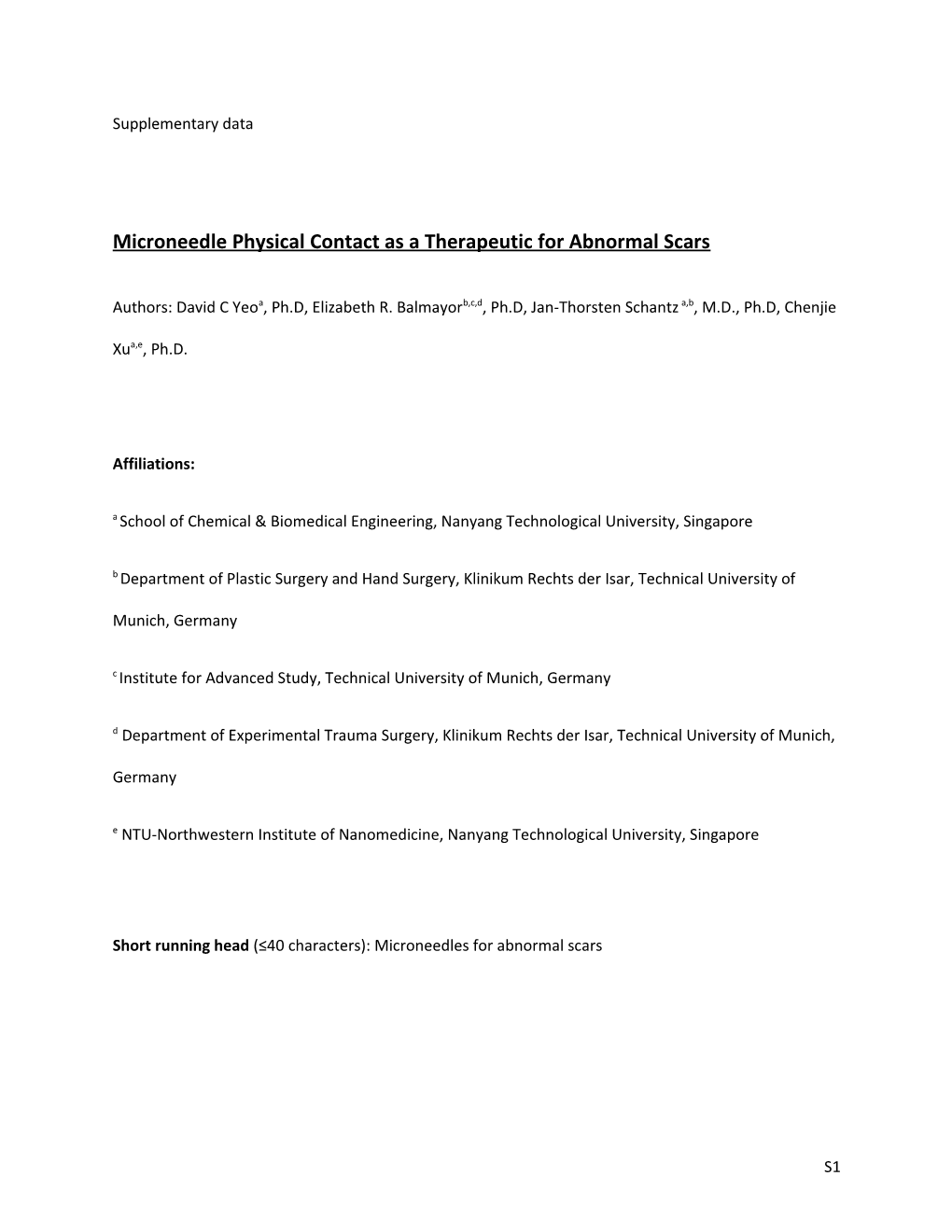 Microneedle Physical Contact As a Therapeutic for Abnormal Scars