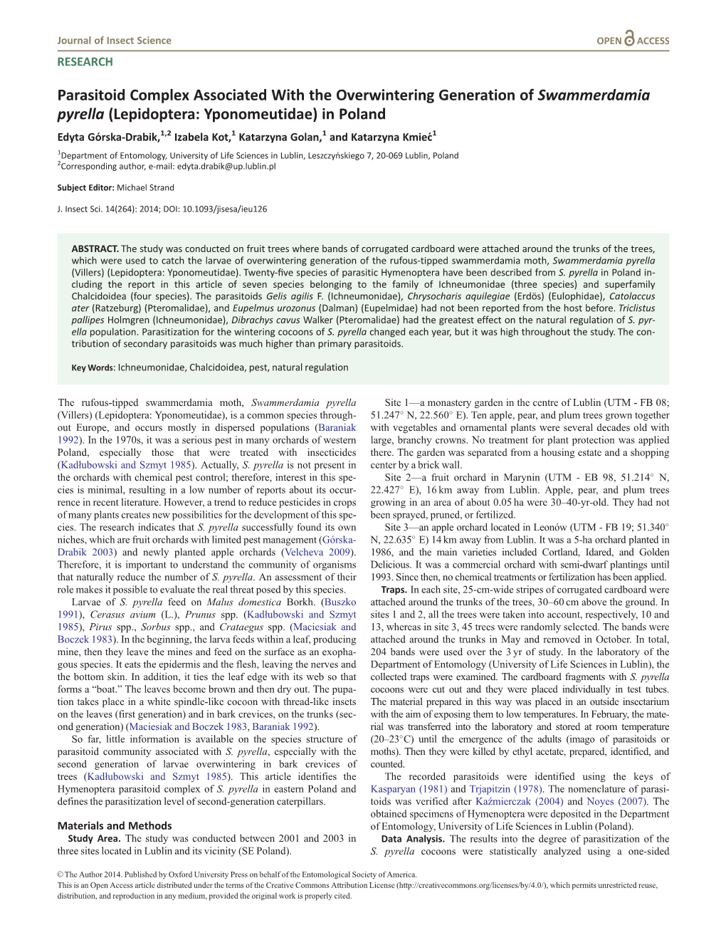 Parasitoid Complex Associated with The