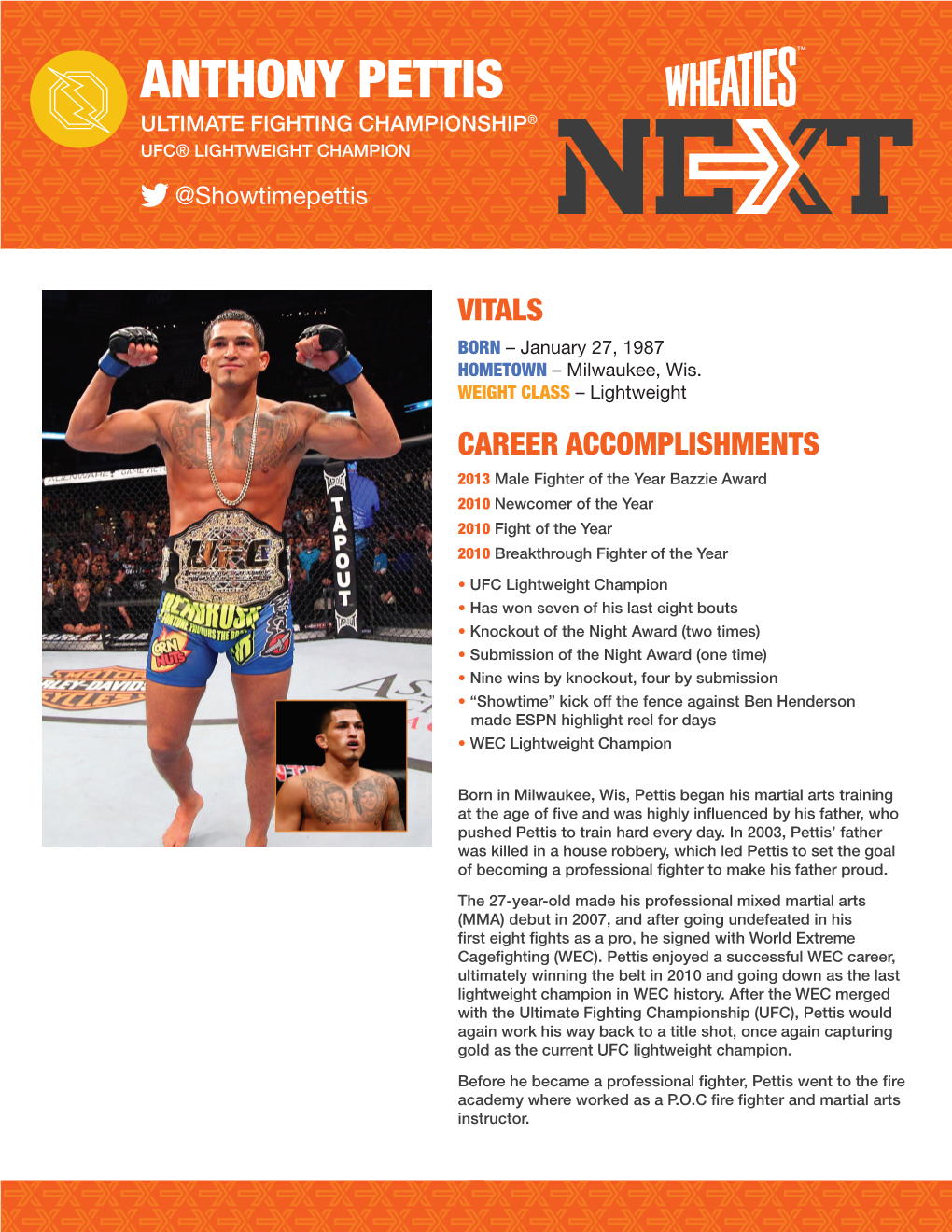 ANTHONY PETTIS ULTIMATE FIGHTING CHAMPIONSHIP® UFC® LIGHTWEIGHT CHAMPION @Showtimepettis