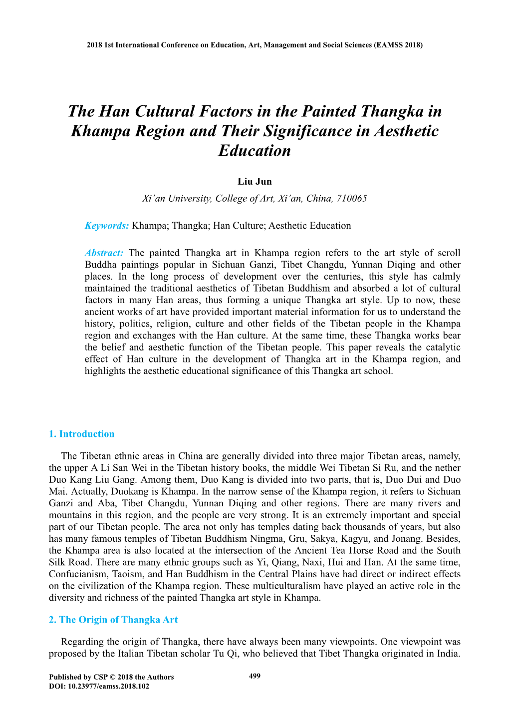 The Han Cultural Factors in the Painted Thangka in Khampa Region and Their Significance in Aesthetic Education