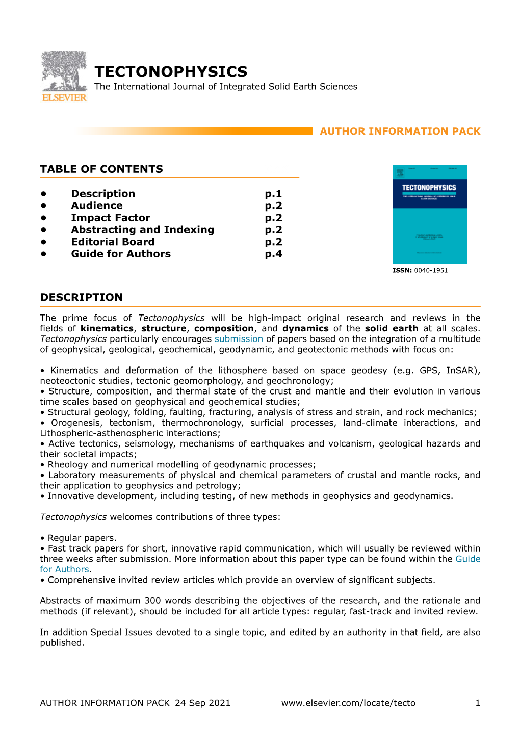 TECTONOPHYSICS the International Journal of Integrated Solid Earth Sciences