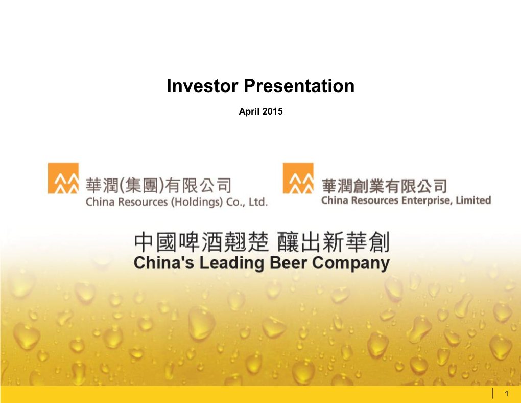 Investor Presentation 162 8 April 2015