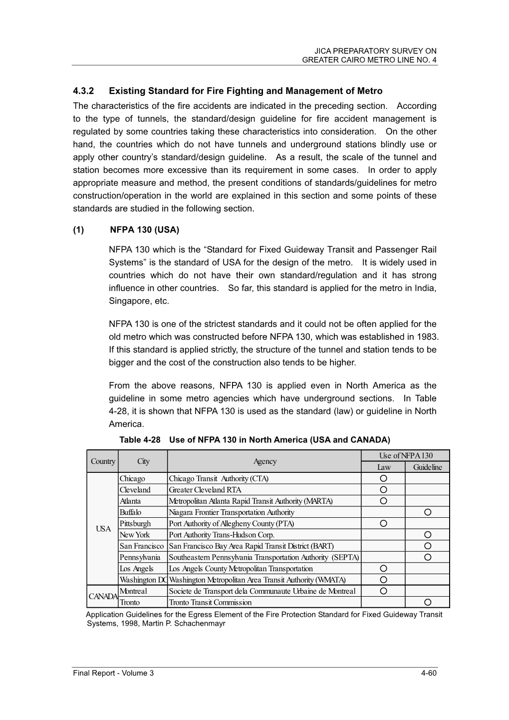 4.3.2 Existing Standard for Fire Fighting and Management of Metro the Characteristics of the Fire Accidents Are Indicated in the Preceding Section