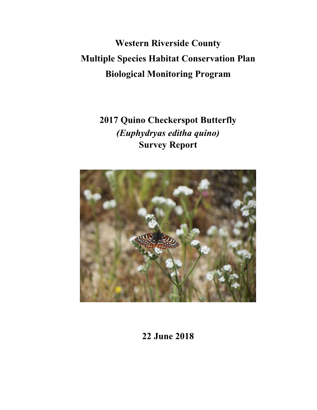 Quino Checkerspot Butterfly Survey Report 2017