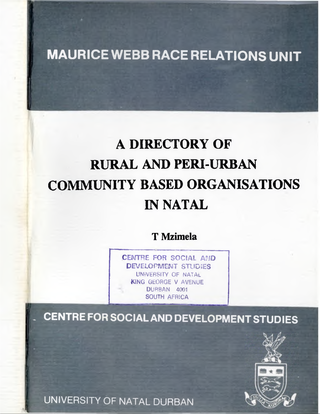 Maurice Webb Race Relations Unit
