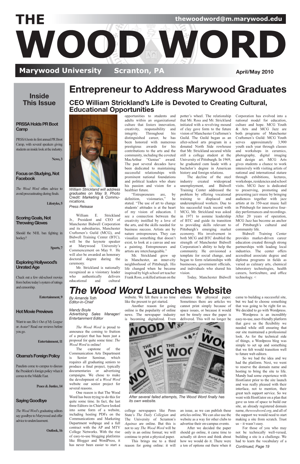 Entrepreneur to Address Marywood Graduates the Wood Word