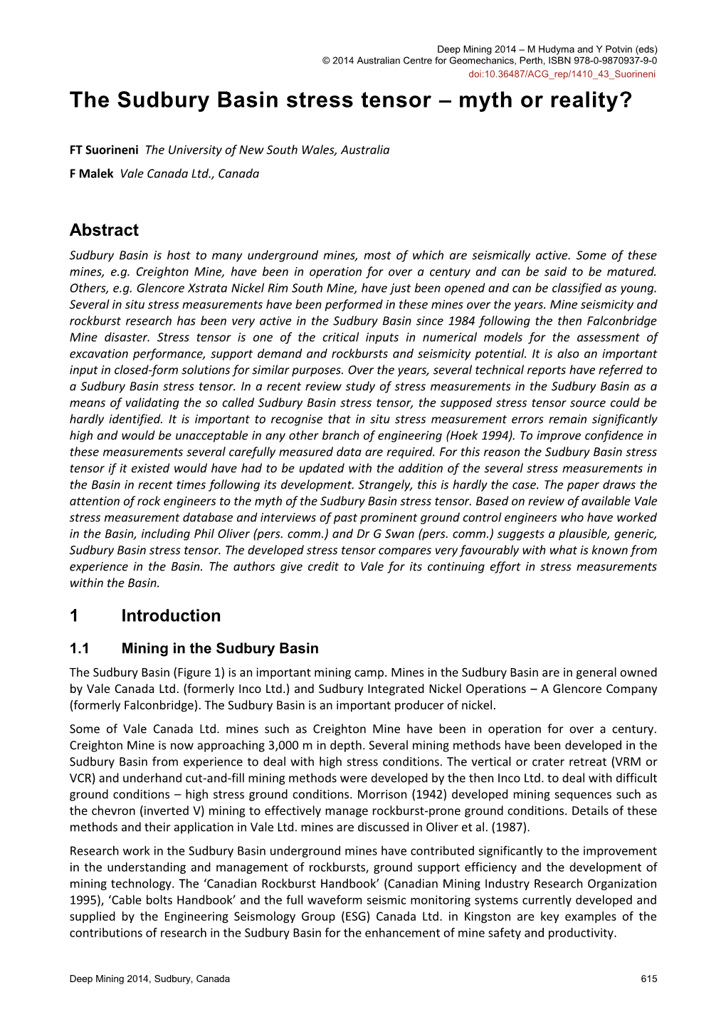 The Sudbury Basin Stress Tensor – Myth Or Reality?