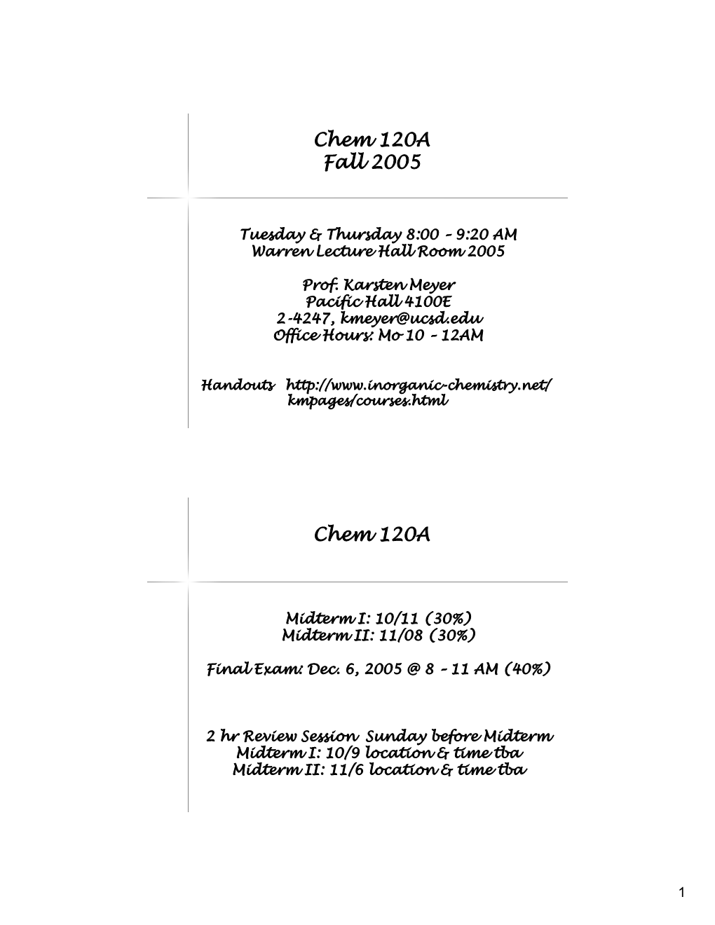 Chem 120A Fall 2005