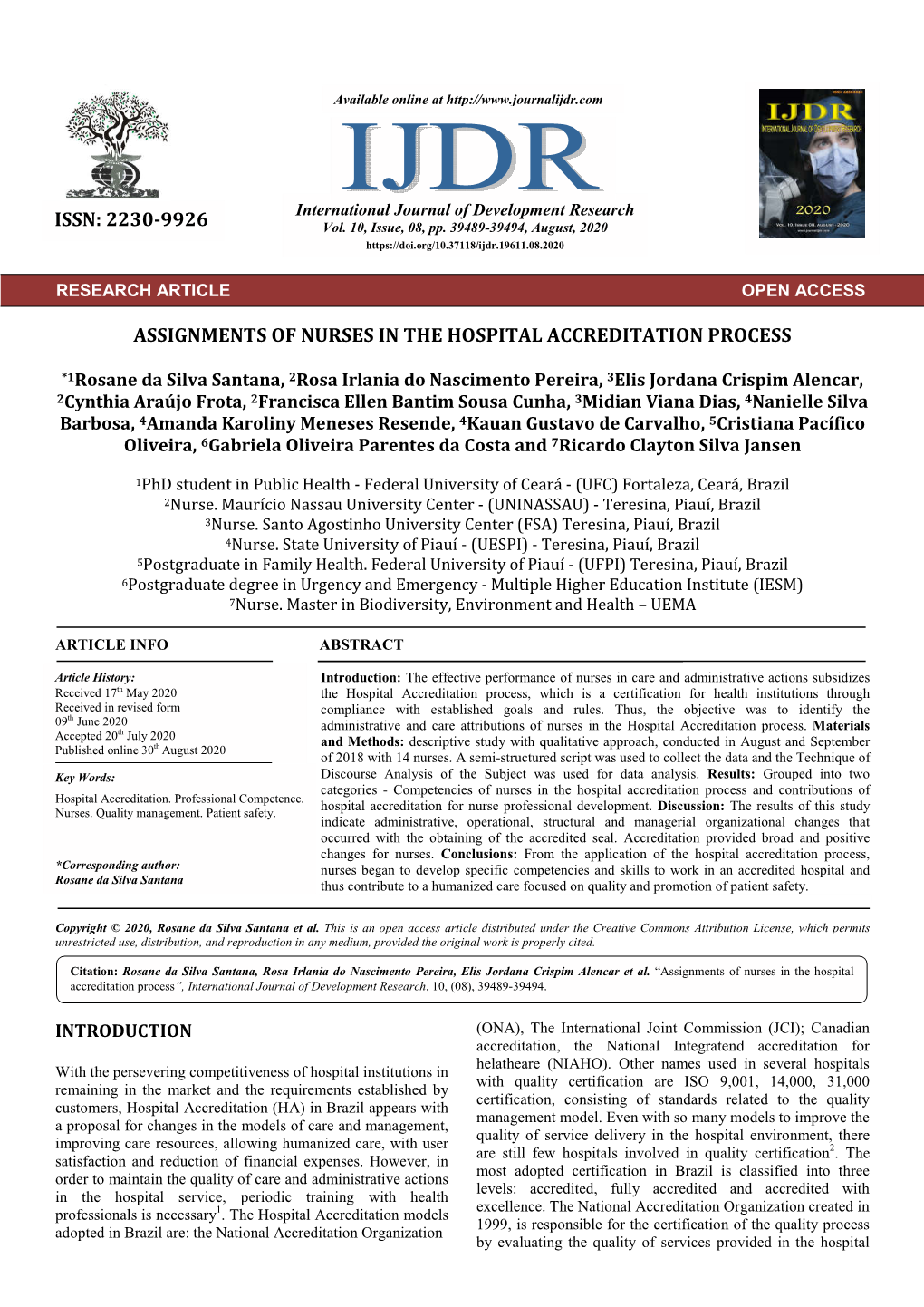 Assignments of Nurses in the Hospital Accreditation Process