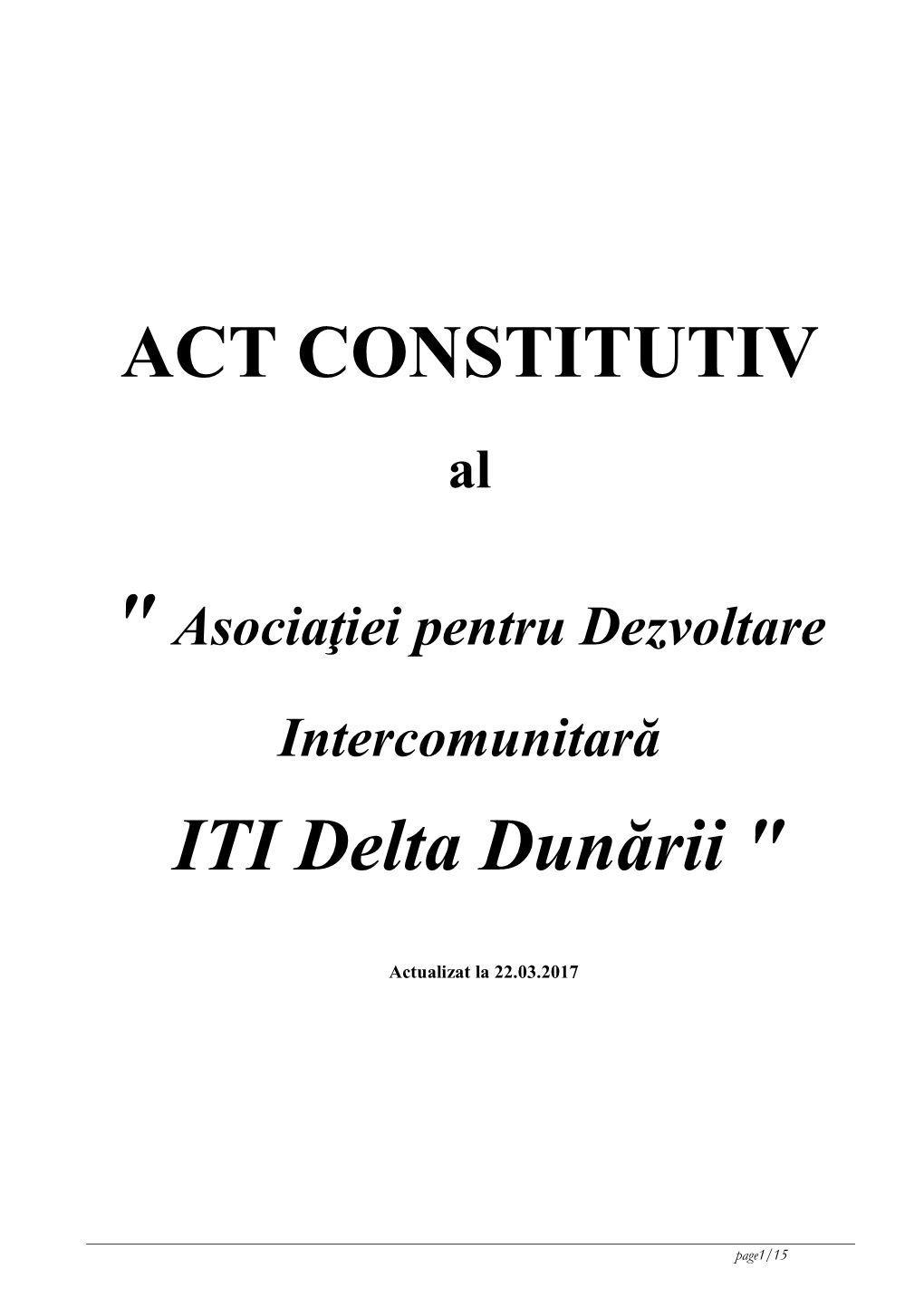 ACT CONSTITUTIV ITI Delta Dunării 