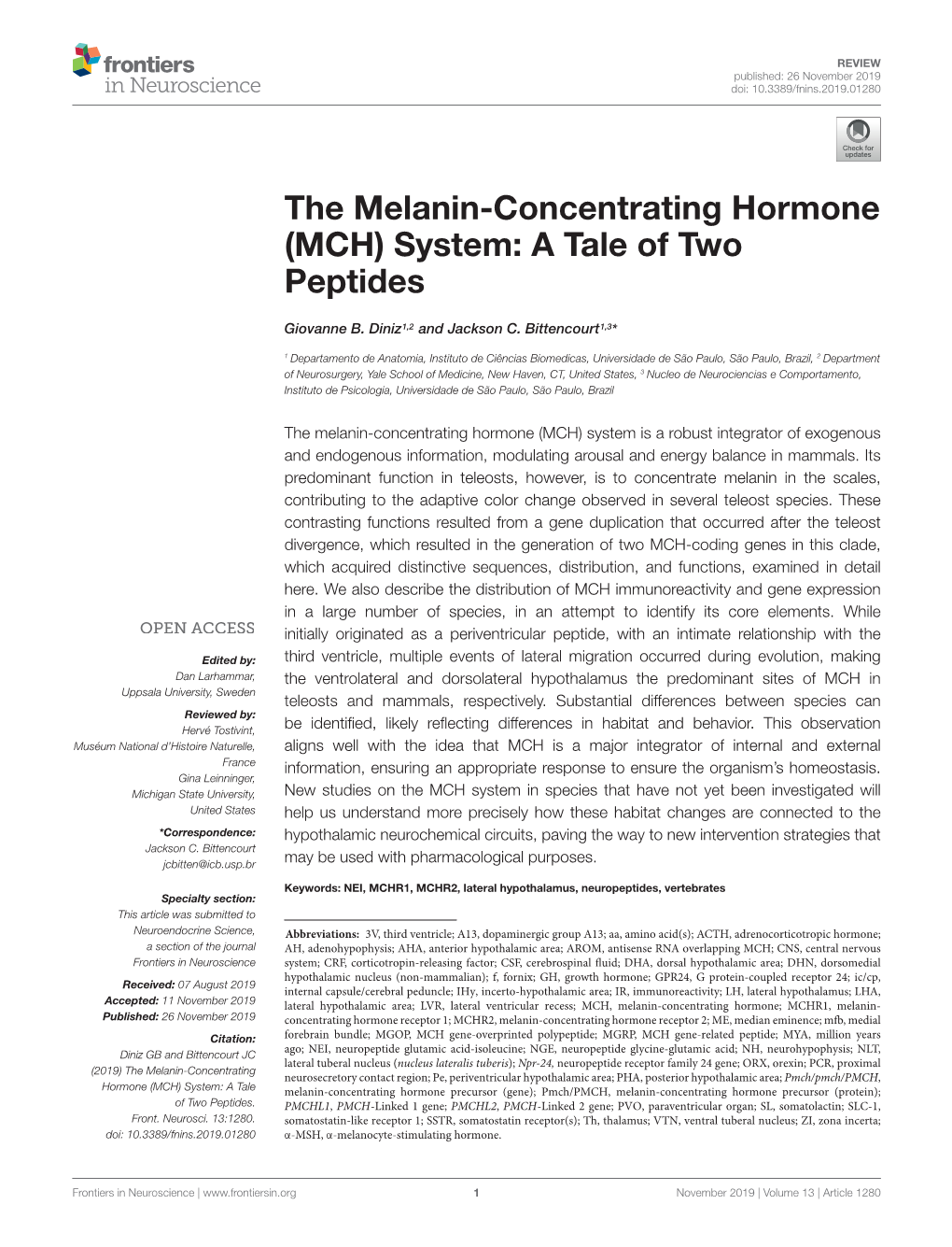 The Melanin-Concentrating Hormone (MCH) System: a Tale of Two Peptides