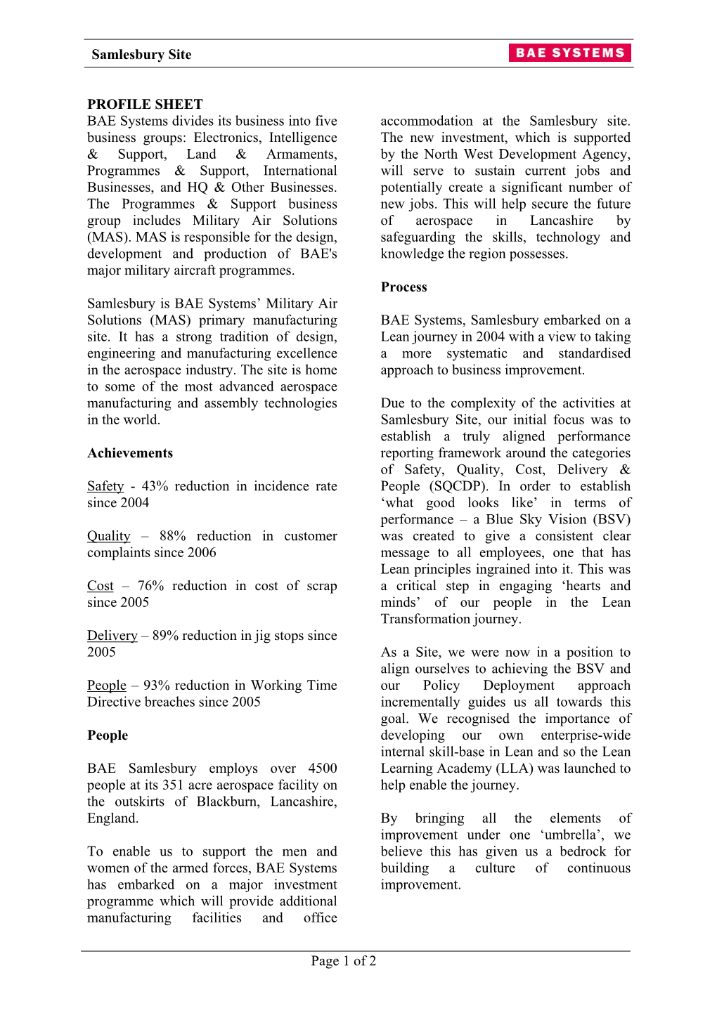 BAE Systems Profile