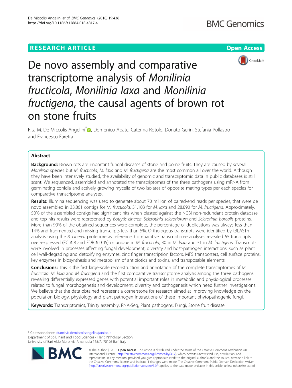 Monilinia Fructicola, Monilinia Laxa and Monilinia Fructigena, the Causal Agents of Brown Rot on Stone Fruits Rita M