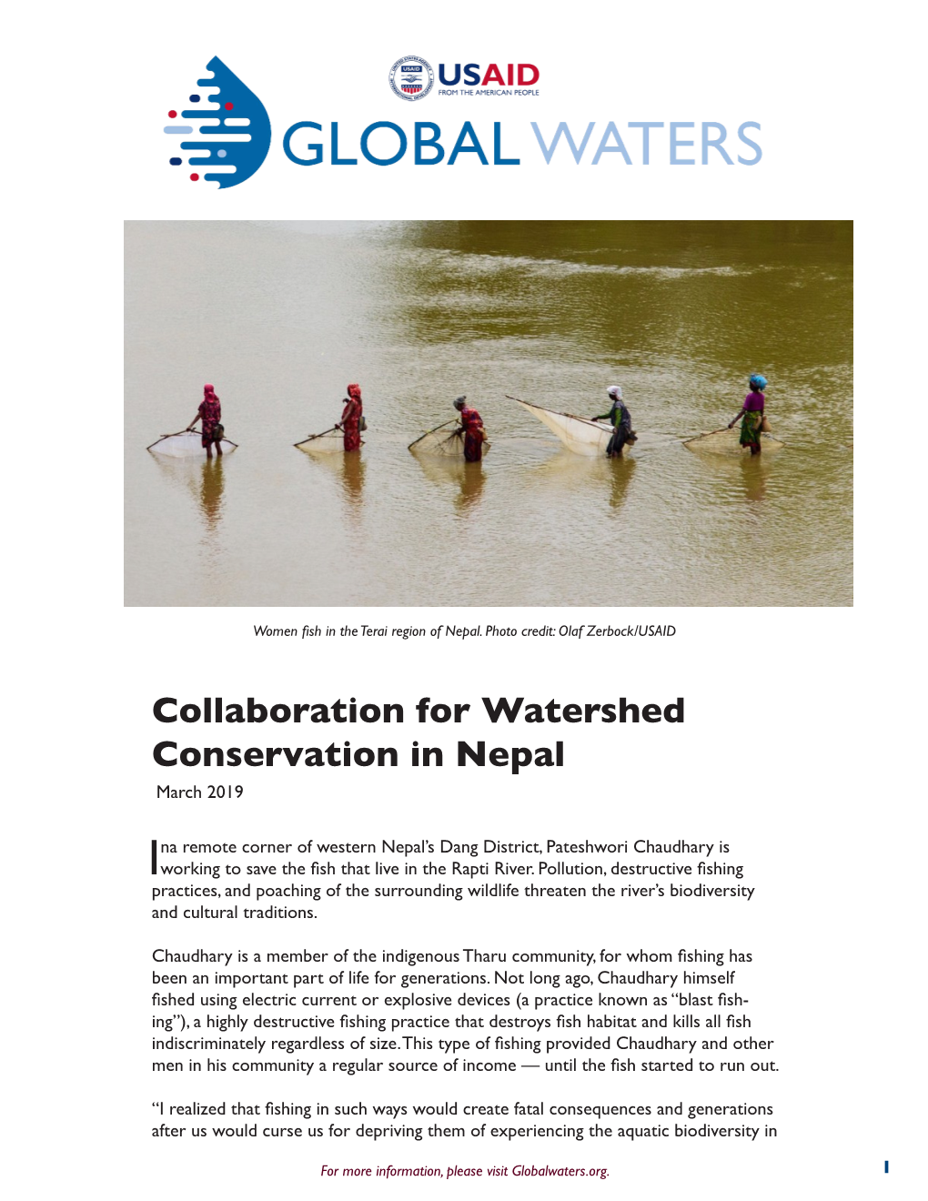 Collaboration for Watershed Conservation in Nepal March 2019