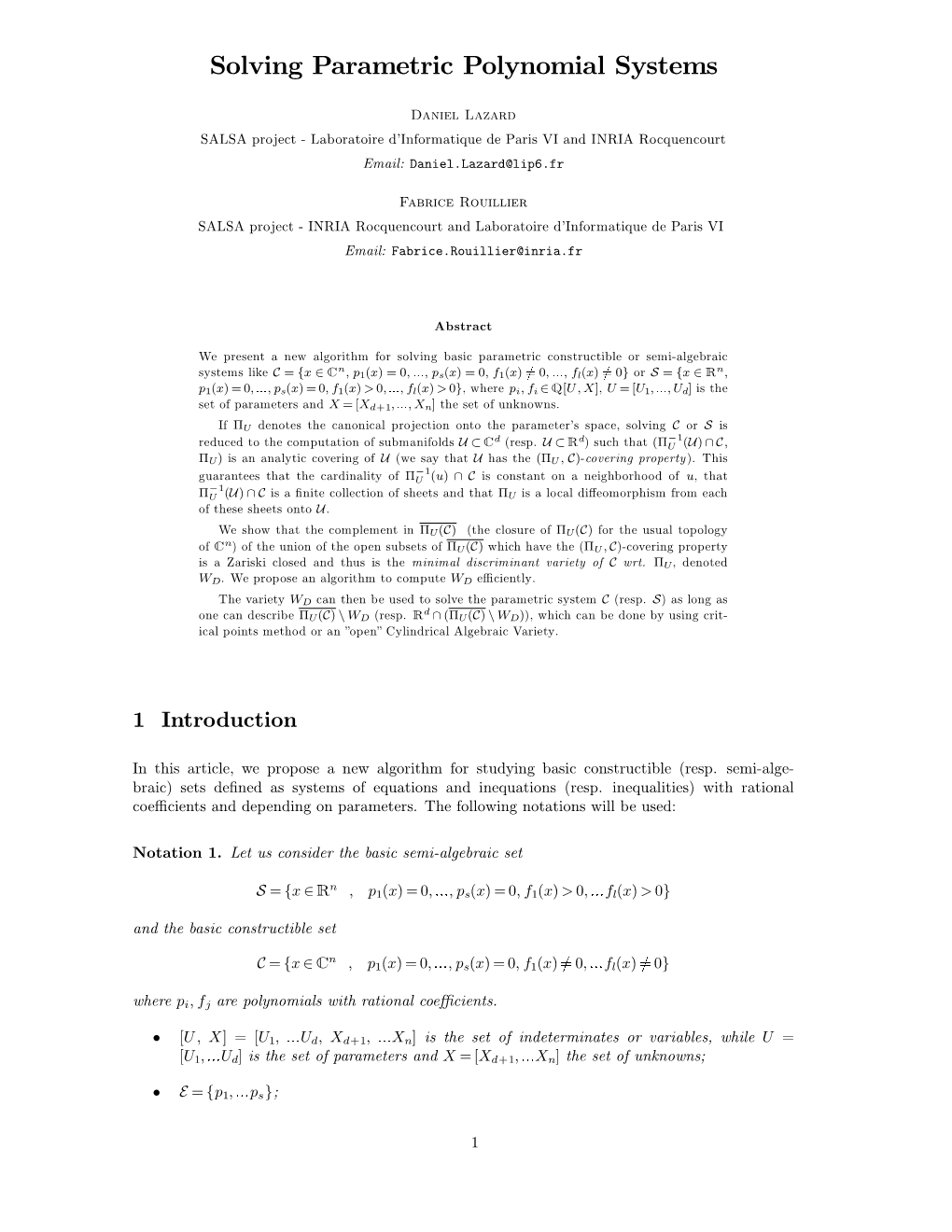 Solving Parametric Polynomial Systems