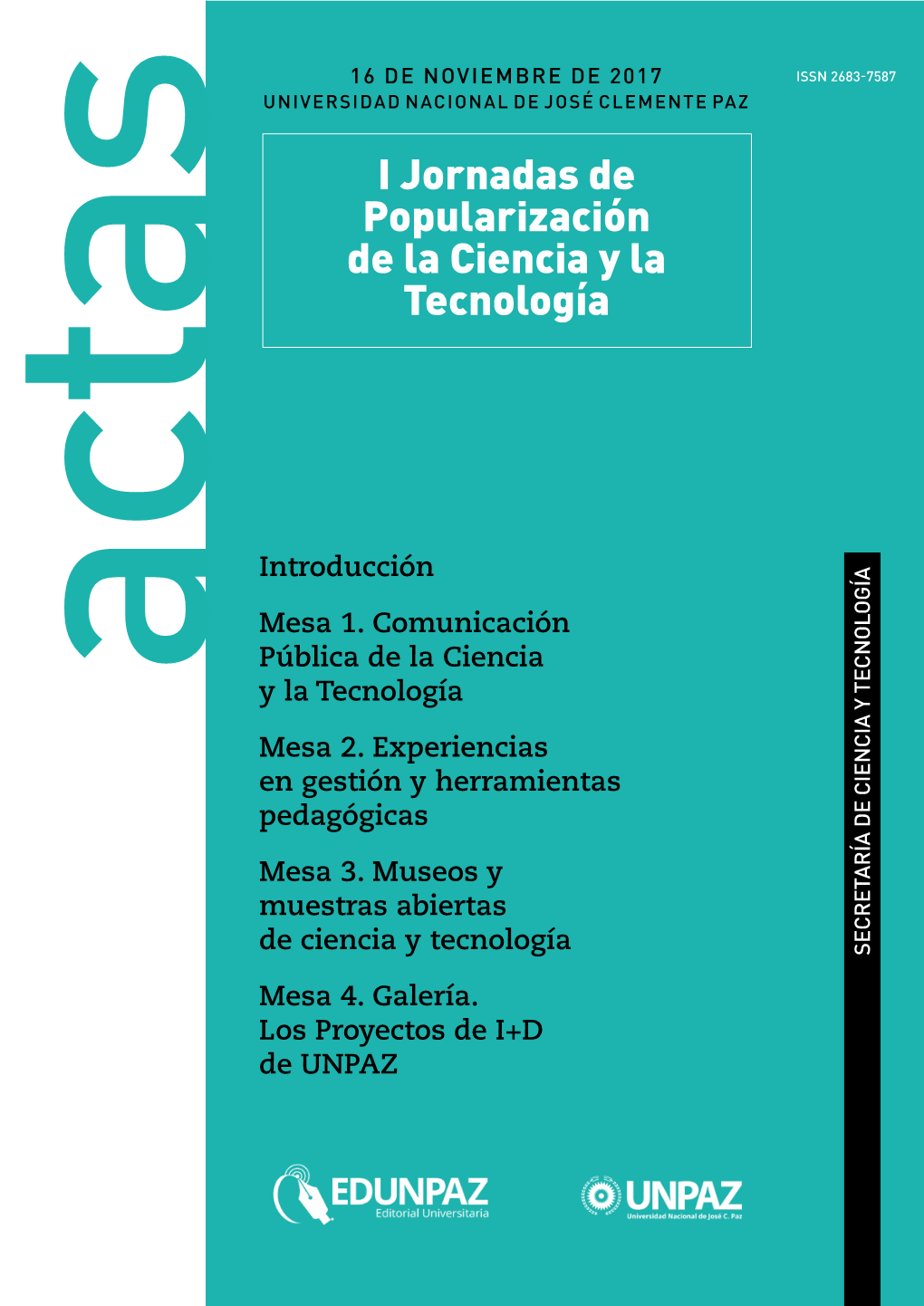 I Jornadas De Popularización De La Ciencia Y La Tecnología - Issn 2683-7587
