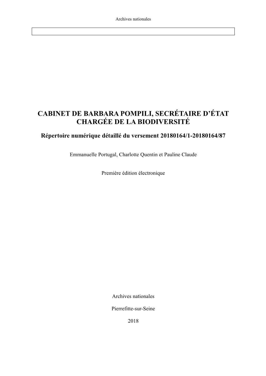 Cabinet De Barbara Pompili, Secrétaire D'état Chargée