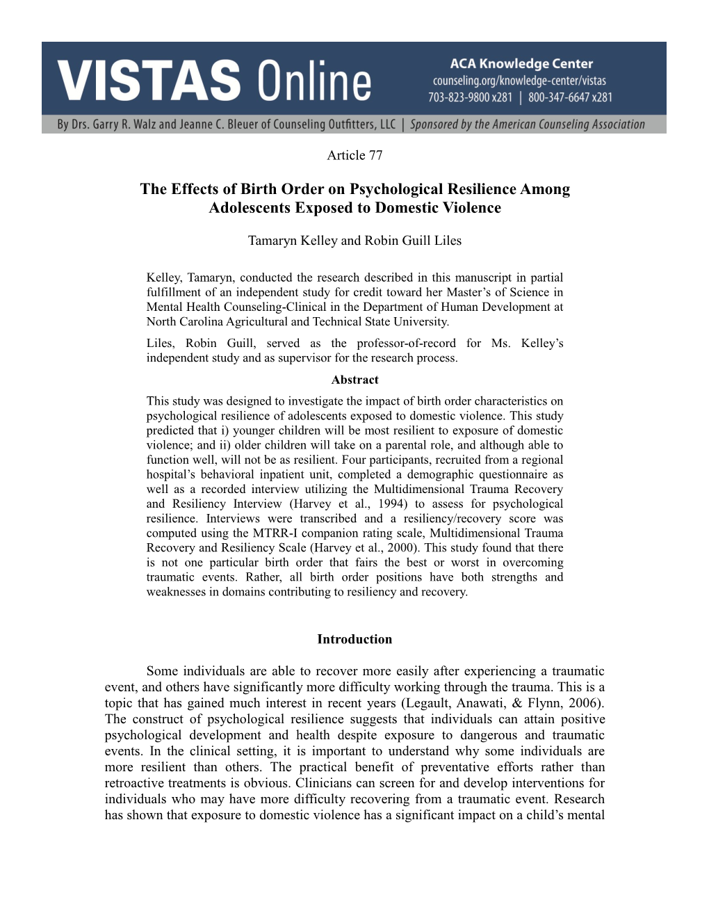 The Effects of Birth Order on Psychological Resilience Among Adolescents Exposed to Domestic Violence