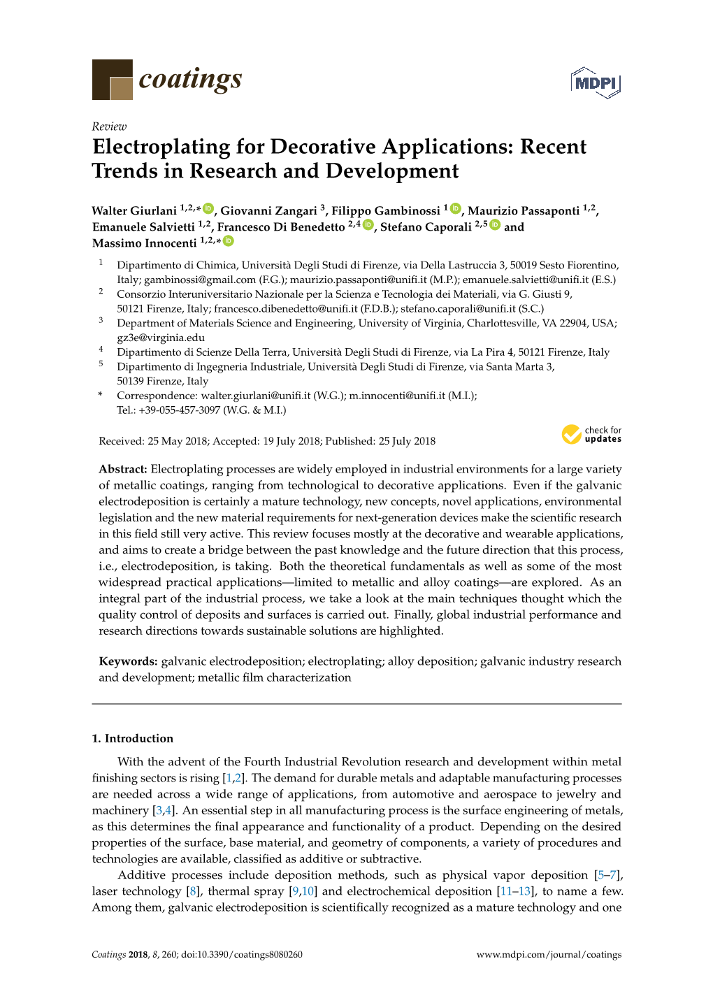 Electroplating for Decorative Applications: Recent Trends in Research and Development