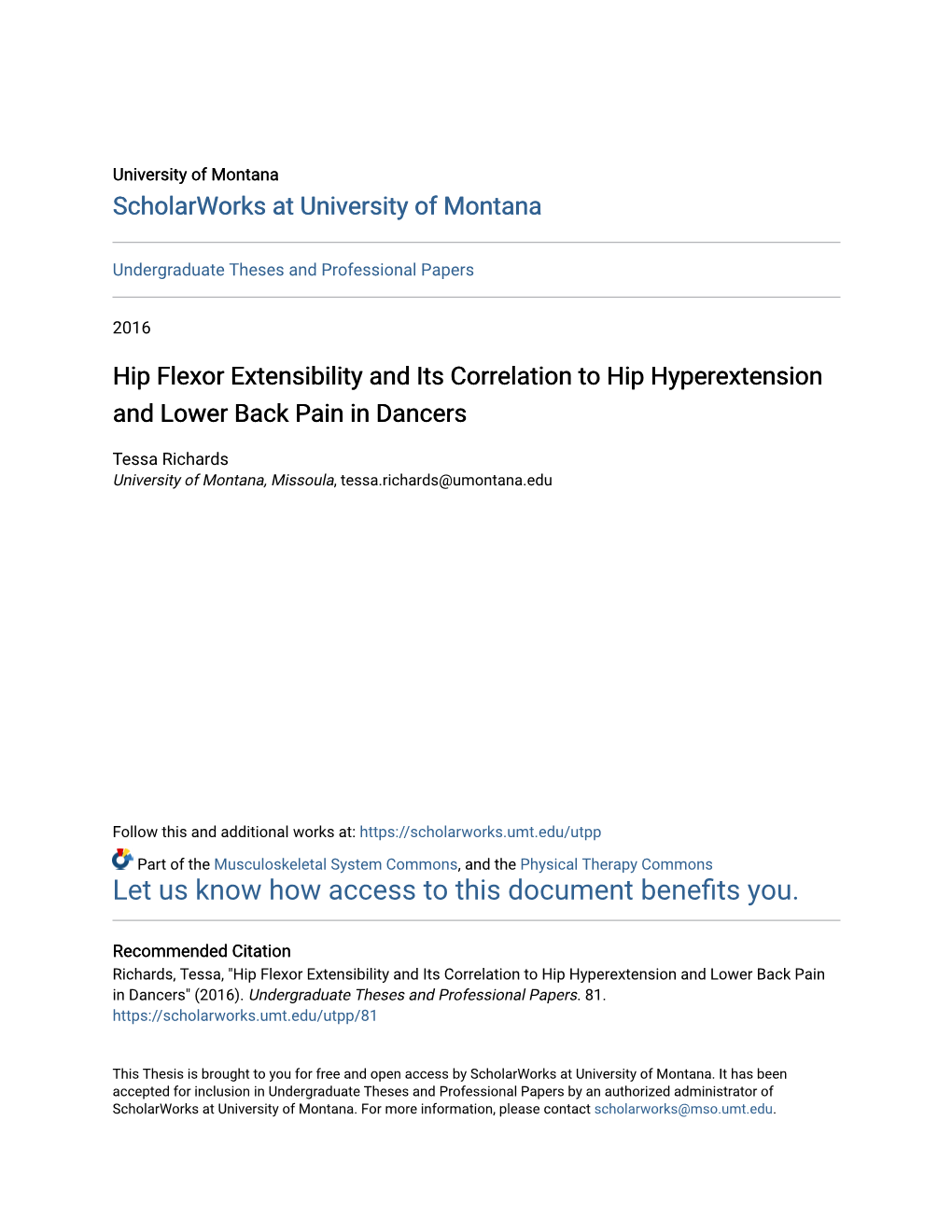 Hip Flexor Extensibility and Its Correlation to Hip Hyperextension and Lower Back Pain in Dancers