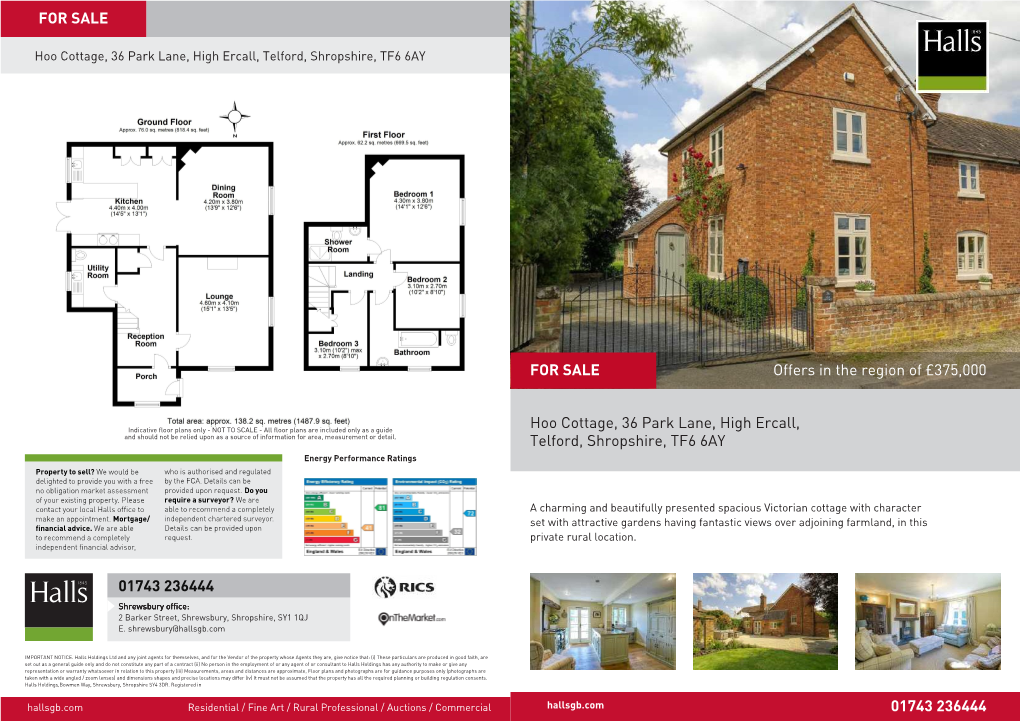 Offers in the Region of £375,000 Hoo Cottage, 36 Park Lane, High Ercall