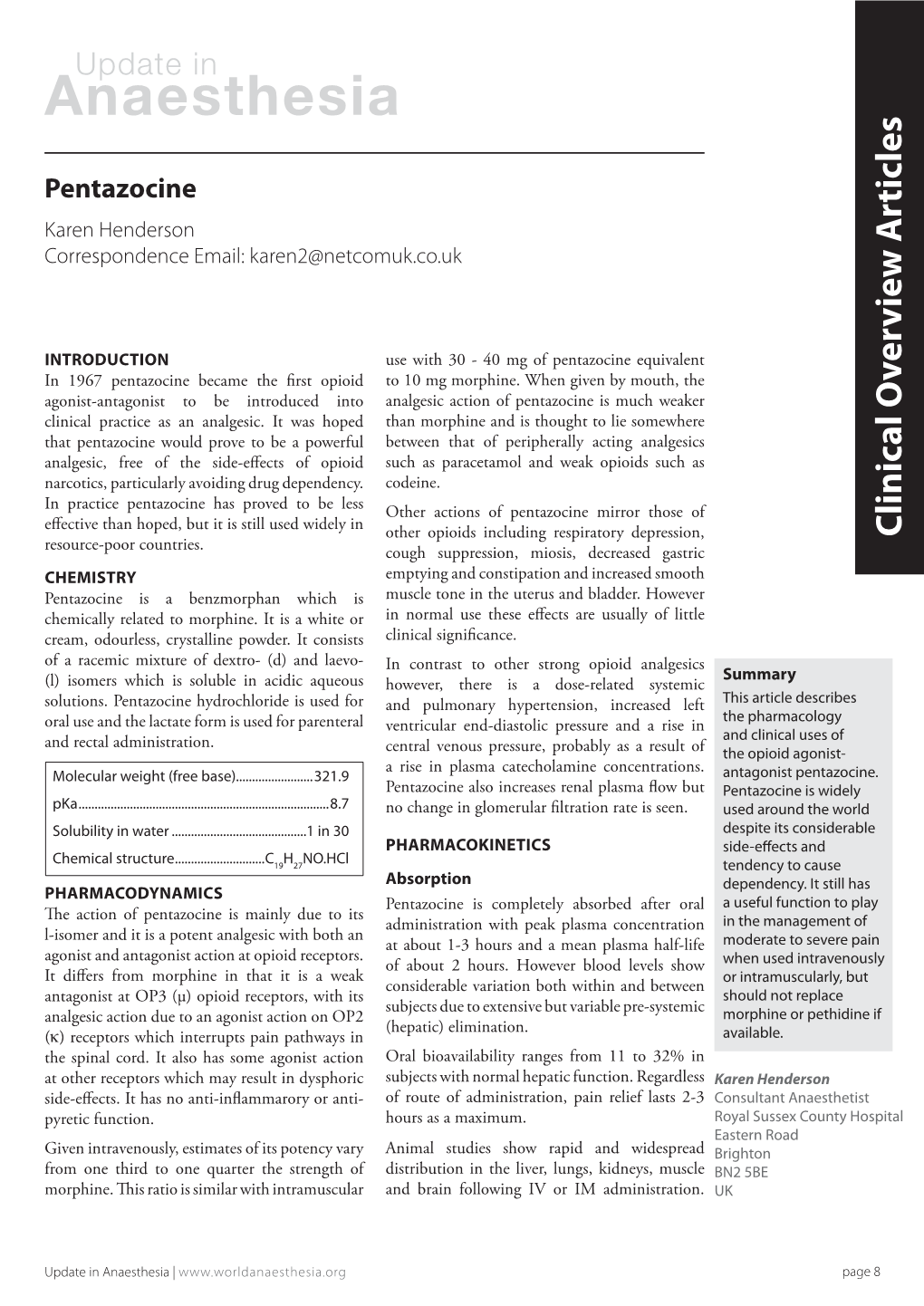 Update in Anaesthesia