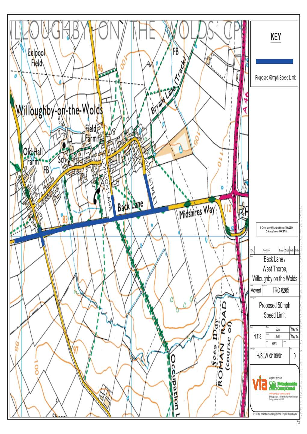 Back Lane / West Thorpe, Willoughby on the Wolds Proposed 50Mph