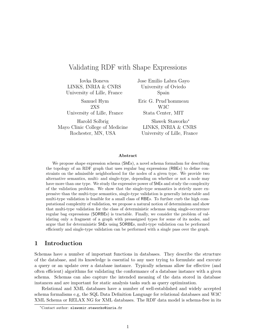 Validating RDF with Shape Expressions