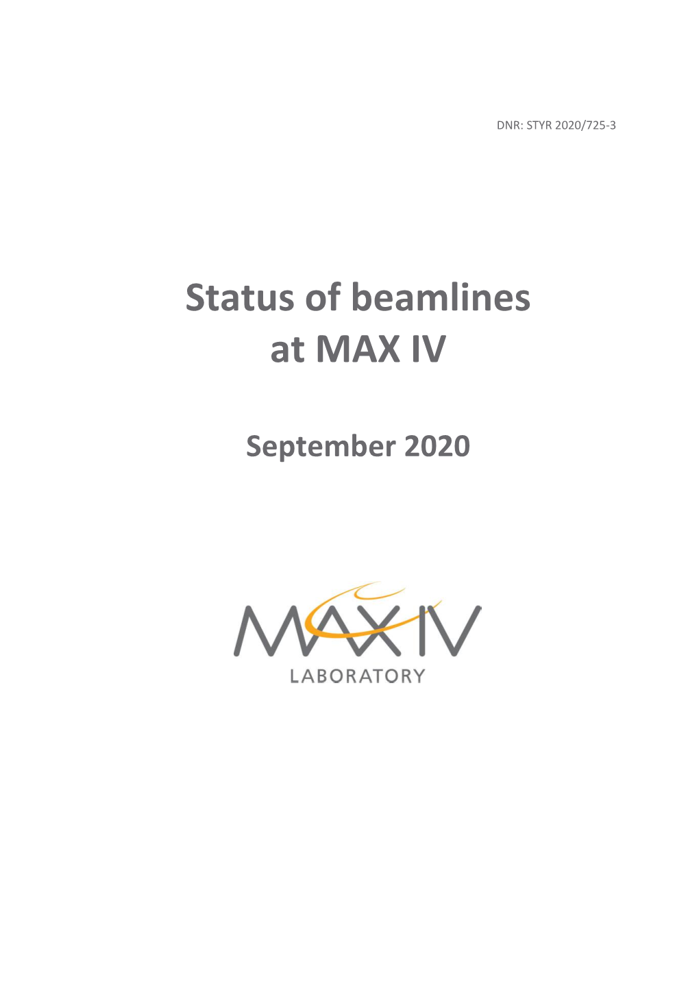 Beamline Status MAX IV September 2020